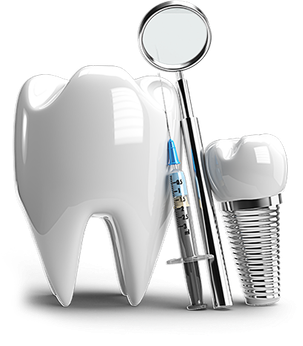 Tooth with dental tools
